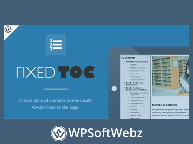 Fixed TOC - Table of contents for WordPress(wp) plugin