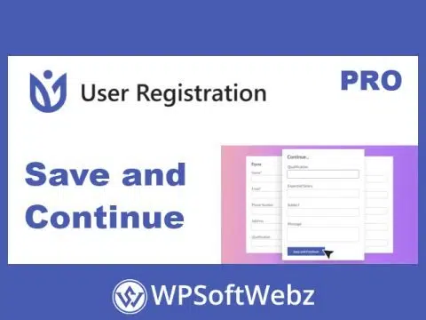 User Registration Save and Continue Addon