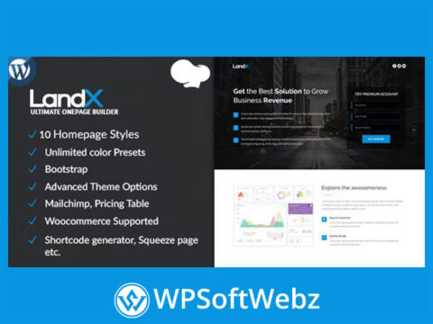 LandX Multipurpose WordPress Theme, Software Application Landing Pages Builder for Marketing Agency