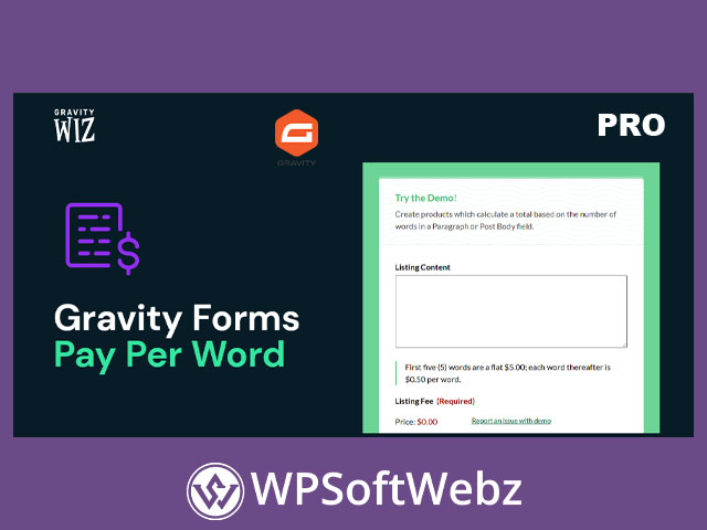 Gravity Forms Pay Per Word Addon - By Gravity Wiz