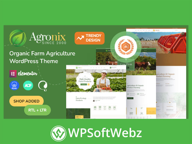 Agronix - Organic Farm Agriculture WordPress Theme + RTL