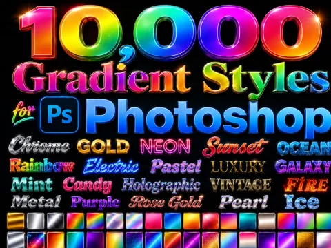 Home 25 - FavoHost 10,000+ Photoshop Gradients Bundle with colorful gradient presets and GRD files for graphic design