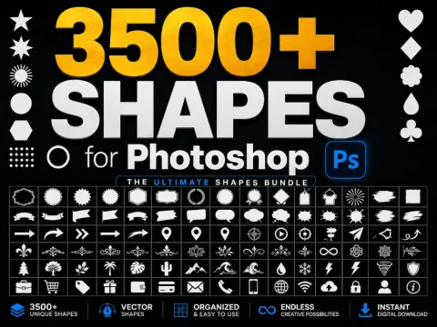 Home 25 - FavoHost 3500+ Photoshop Custom Shapes – Premium CSH Shapes Bundle
