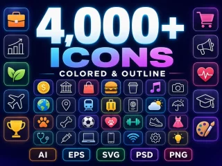 4,000+ Vector Icons Bundle – SVG, PNG, AI, EPS & PSD