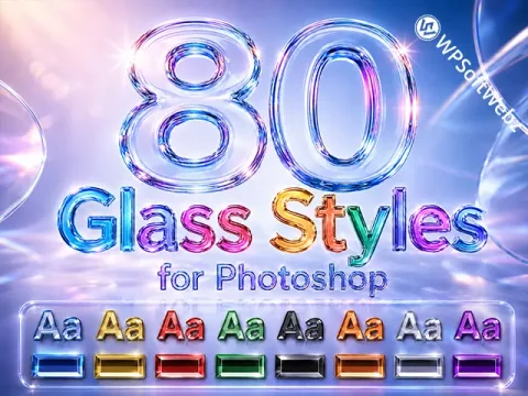 Home 25 - FavoHost 80 Premium Glass Photoshop Styles with Colorful 3D Glass Text Effects